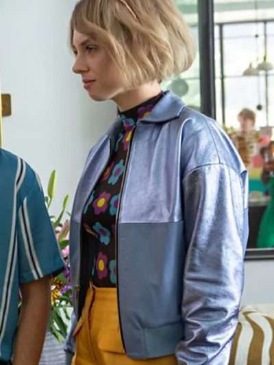"Maya Hawke Do Revenge Blue Jacket "