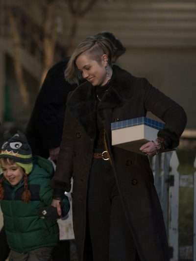 Angourie Rice Mare of Easttown Brown Wool Trench Coat