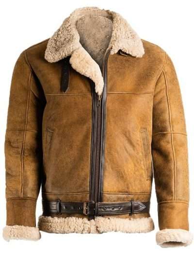 Men B3 Shearling Brown Aviator Leather Jacket