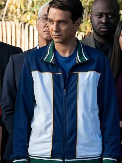 "Ralph Macchio Cobra Kai S05 Blue Track Jacket "