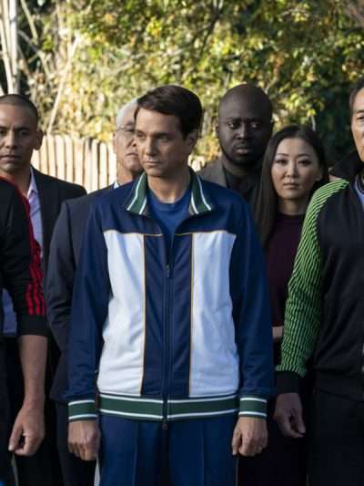"Ralph Macchio Cobra Kai S05 Blue Track Jacket "
