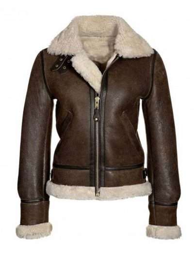 Women B3 Shearling Brown Leather Jacket