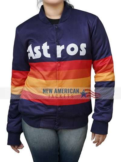 Kate Upton Multi Stripe Star Astros Blue Jacket