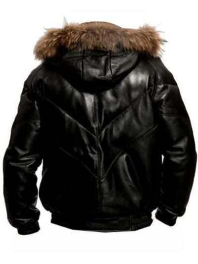 Men Casual Black Bomber Leather Jacket