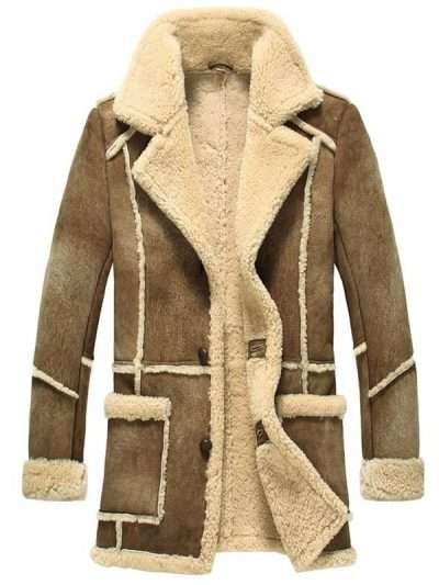 Men Shearling Brown Sheepskin Leather Coat