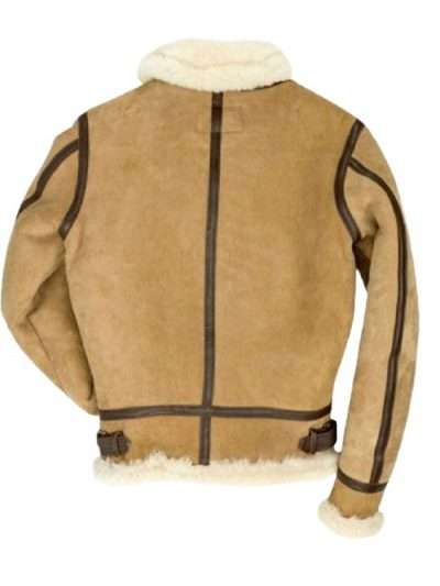 Men Brown Shearling Suede Leather Jacket