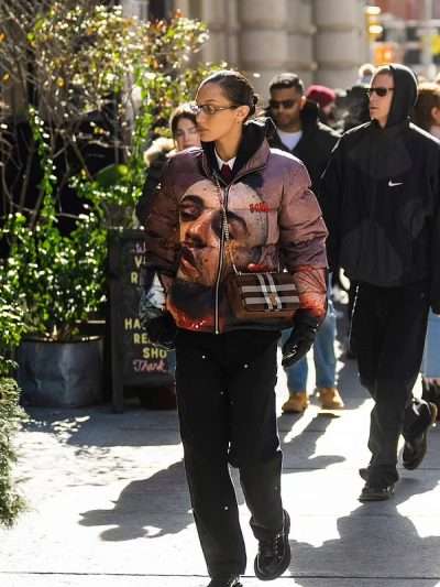 American Model Bella Hadid Puffer Jacket
