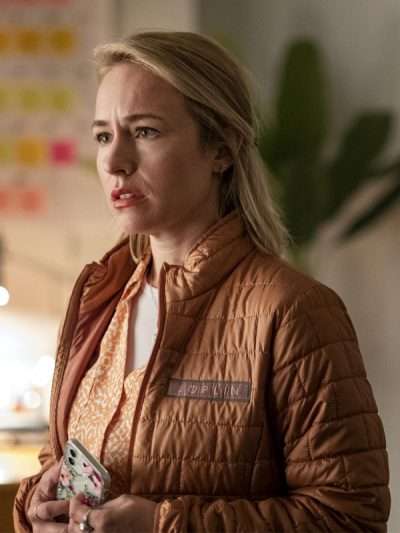 Sarah Goldberg Barry Orange Puffer Jacket
