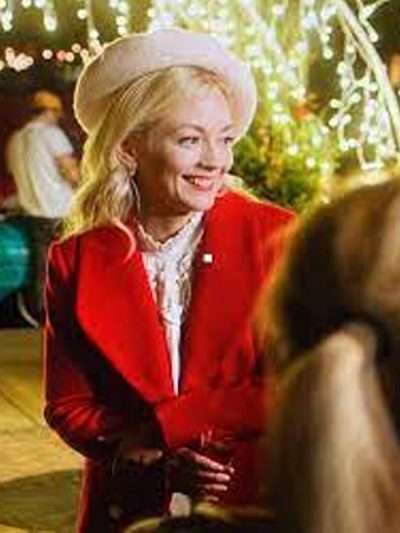 Emily Kinney Santa Bootcamp Red Wool Coat