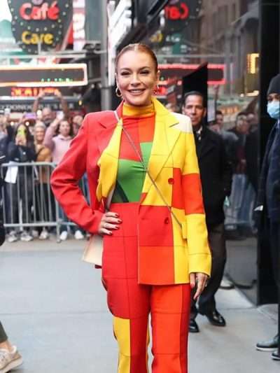 Lindsay Lohan Falling for Christmas Multi Color Blazer Coat