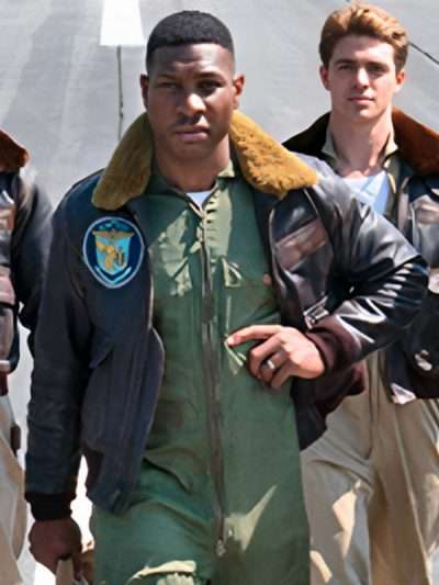 Jonathan Majors Devotion Shearling Bomber Leather Jacket