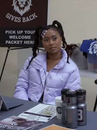 Netta Walker All American Homecoming Purple Puffer Jacket