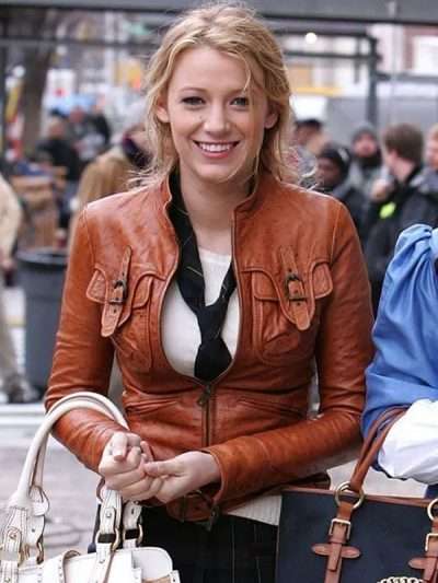 Blake Lively Gossip Girl Brown Leather Jacket