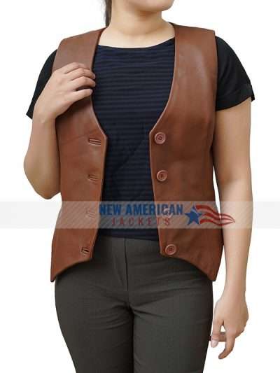 Jessica Simpson The Dukes of Hazzard Brown Leather Vest