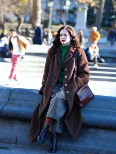 Zoey Deutch Something from Tiffany's Brown Wool Coat