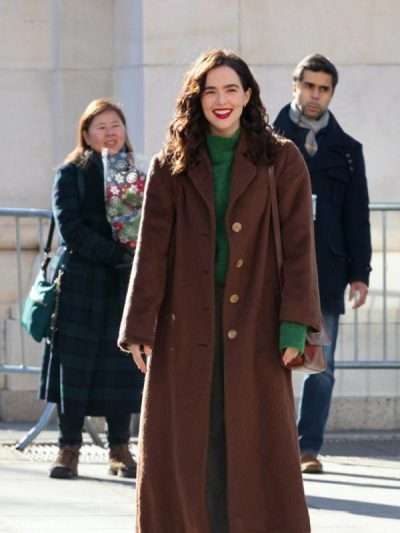 Zoey Deutch Something from Tiffany's Brown Wool Coat