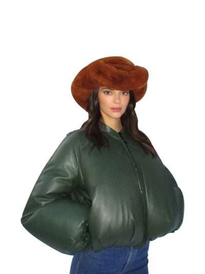 Kendall Jenner American Model Green Leather Jacket