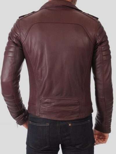 Brown Quilted Biker Leather Jacket For Men’s