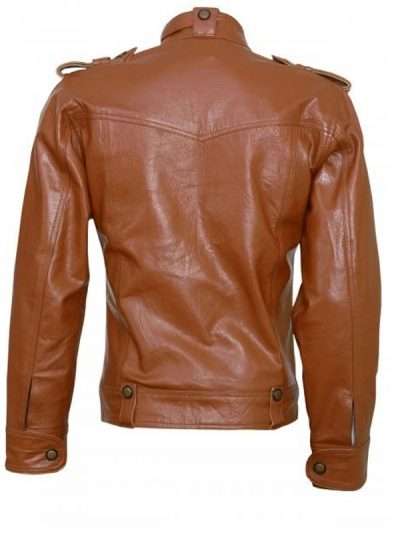 Men Cafe Racer Brown Real Leather Jacket