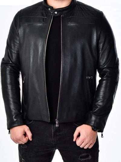 Men’s Cafe Racer Black Real Leather Jacket