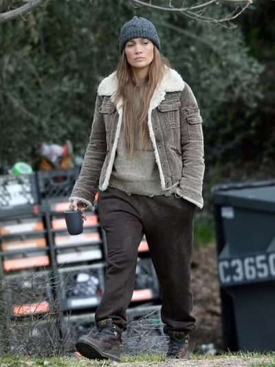 The Mother 2023 Jennifer Lopez Brown Jacket