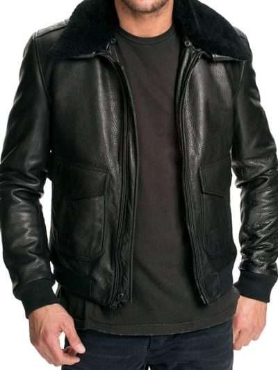 Mens B3 Bomber Black Real Leather Jacket