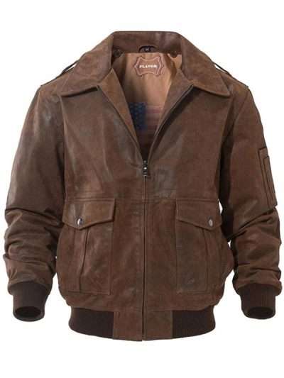 Men B3 Flight Bomber Air Force Brown Leather Jacket