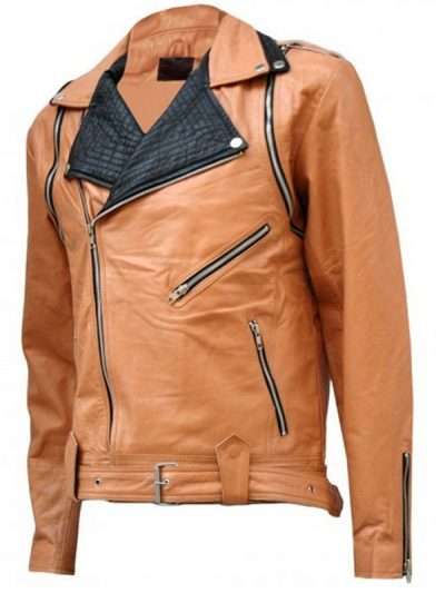 Men Motorcycle Brown Biker Real Leather Jacket