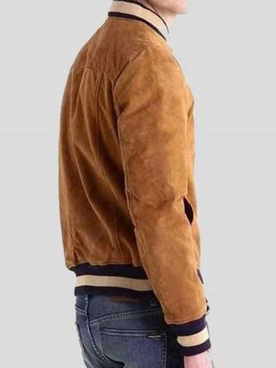 Men’s Brown Bomber Suede Leather Jacket