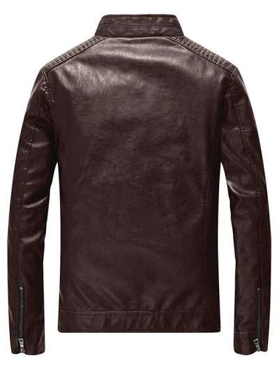 Slim Fit Brown Real Leather Motorcycle Jacket For Men’s