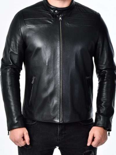 Men’s Cafe Racer Black Real Leather Jacket