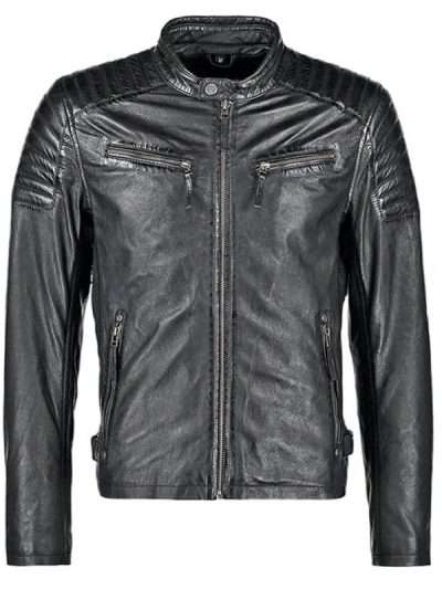 Men’s Quilted Slim Fit Motorcycle Black Leather Jacket