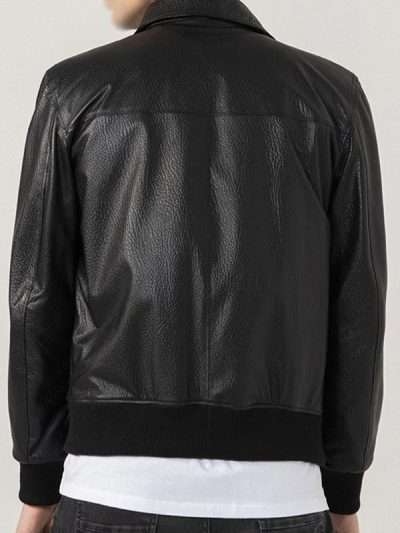 Men Sheepskin Black Bomber Real Leather Jacket