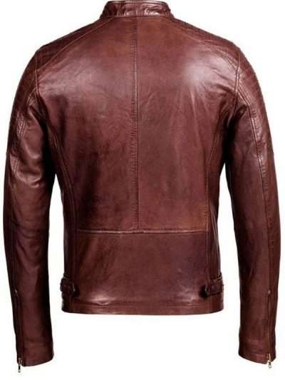 Men Distressed Brown Motorcycle Real Leather Jacket