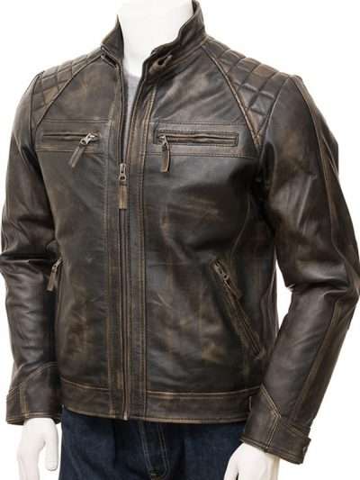Cafe Racer Men Vintage Brown Leather Jacket