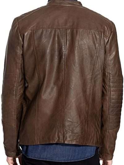 Men Fashion Brown Sheepskin Leather Jacket