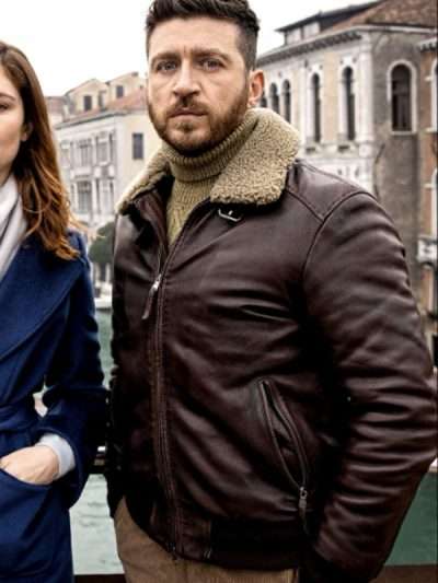 Alessandro Roja Don't Leave Me Brown Bomber Leather Jacket