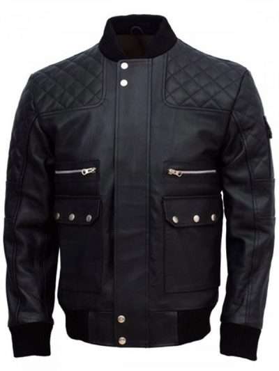 Men’s Black Classic Bomber Real Leather Jacket