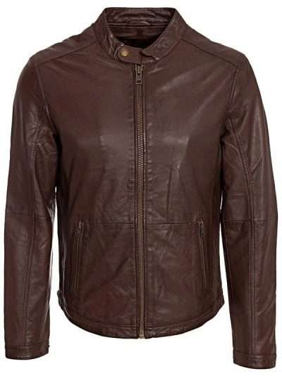 Men Stylish Brown Sheepskin Fashion Leather Jacket