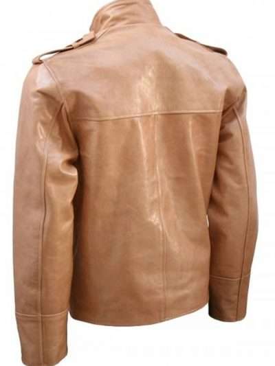 Four Pockets Men Brown Leather Jacket For Men