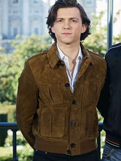 Tom Holland Uncharted Brown Suede Leather Jacket