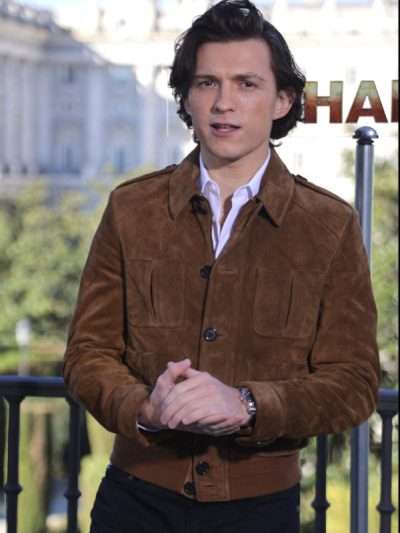 Tom Holland Uncharted Brown Suede Leather Jacket