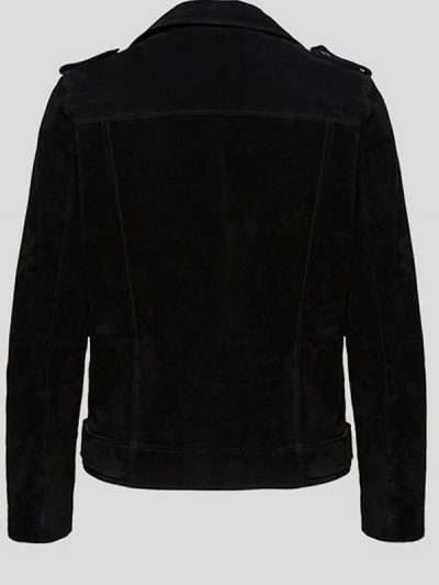 Women Biker Black Suede Leather Jacket