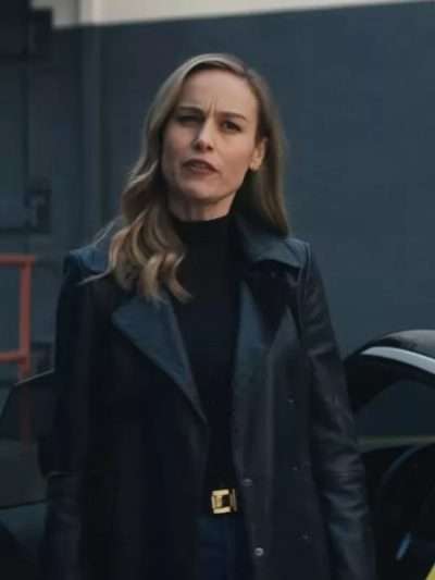Brie Larson Fast X Black Leather Coat