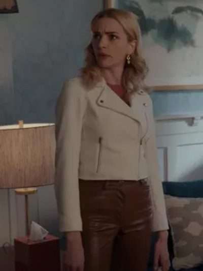 Brianne Howey Ginny & Georgia White Leather Jacket