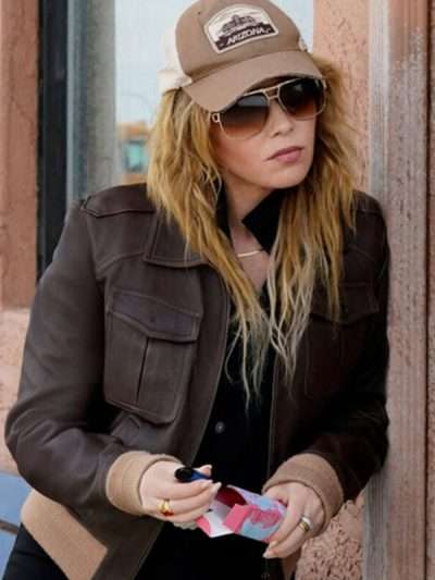 Natasha Lyonne Poker Face Brown Bomber Leather Jacket