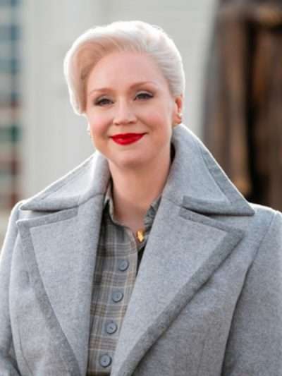 Gwendoline Christie Wednesday Grey Wool Coat