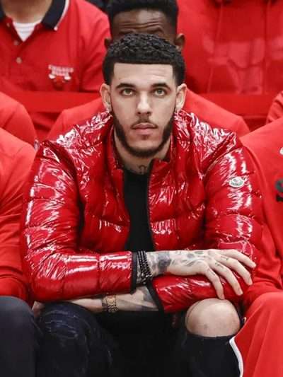 Lonzo Ball Basketball Player Red Puffer Jacket