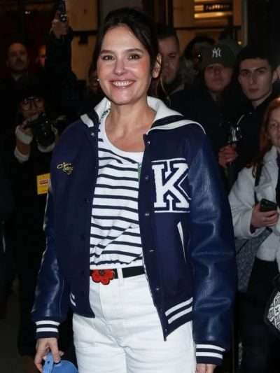 Virginie Ledoyen Blue Varsity Bomber Jacket