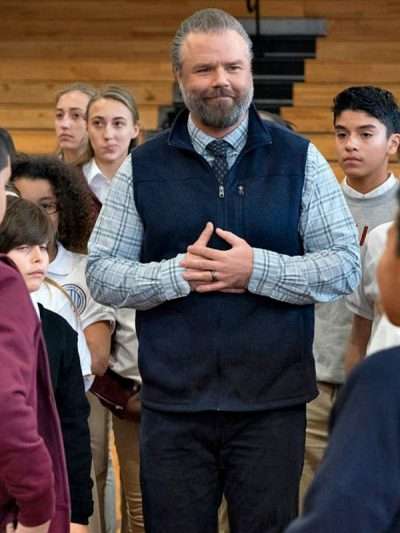 Tyler Labine New Amsterdam Blue Vest
